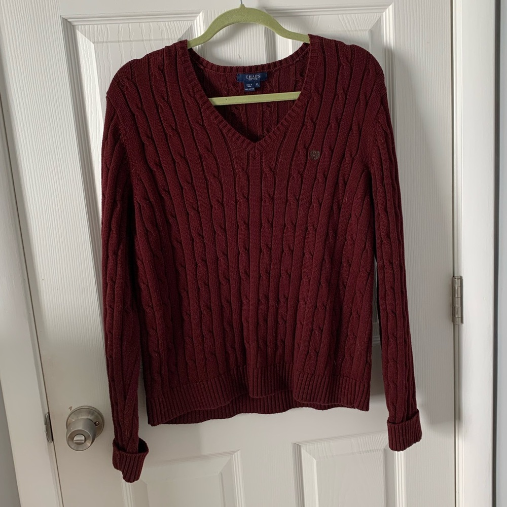 Chaps red burgundy sweater